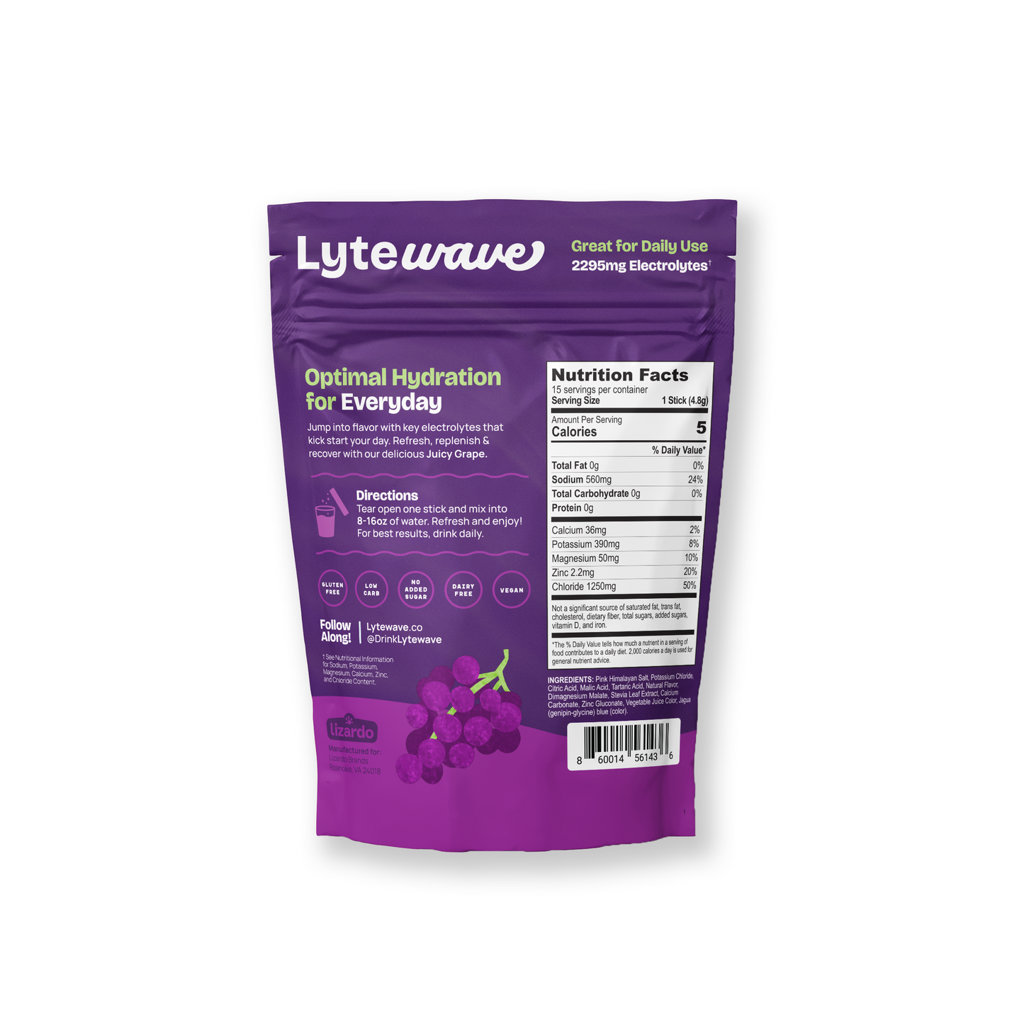 Lytewave Juicy Grape Daily Hydration 15 Pack